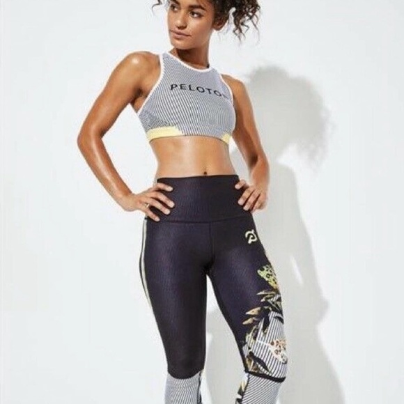 Wear It To Heart Pants - Wear It To Heart x Peloton Floral Stripe Leggings